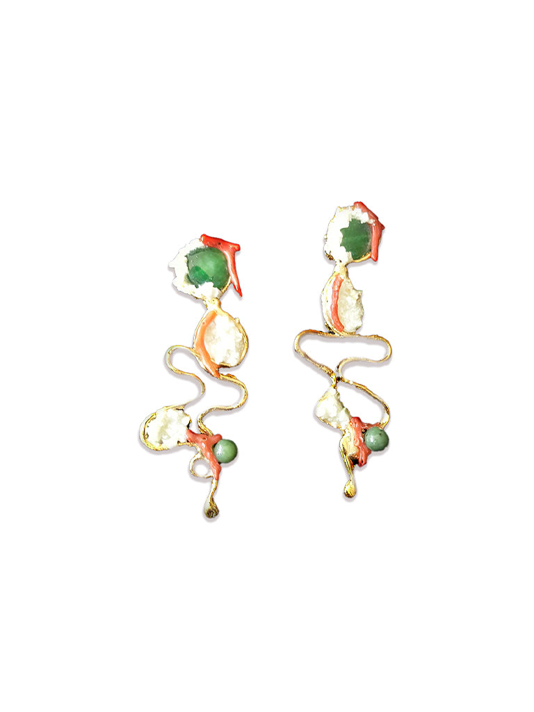 Jade Coral Earrings