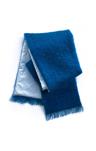 Blue Furry Puffed Scarf