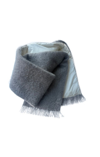 Grey Furry Puffed Scarf